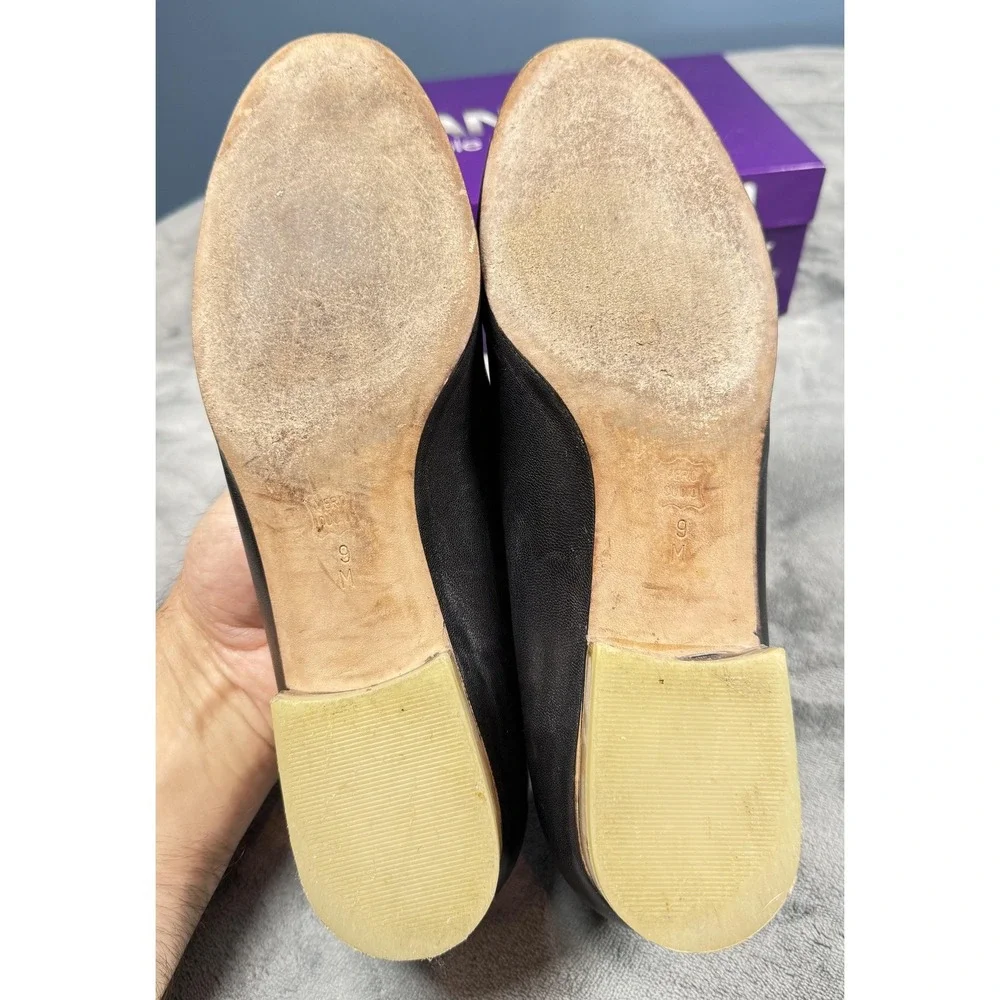 Vaneli Purple Collection Shoes Womens Size 9 Black Leather‎ Ballet Flats